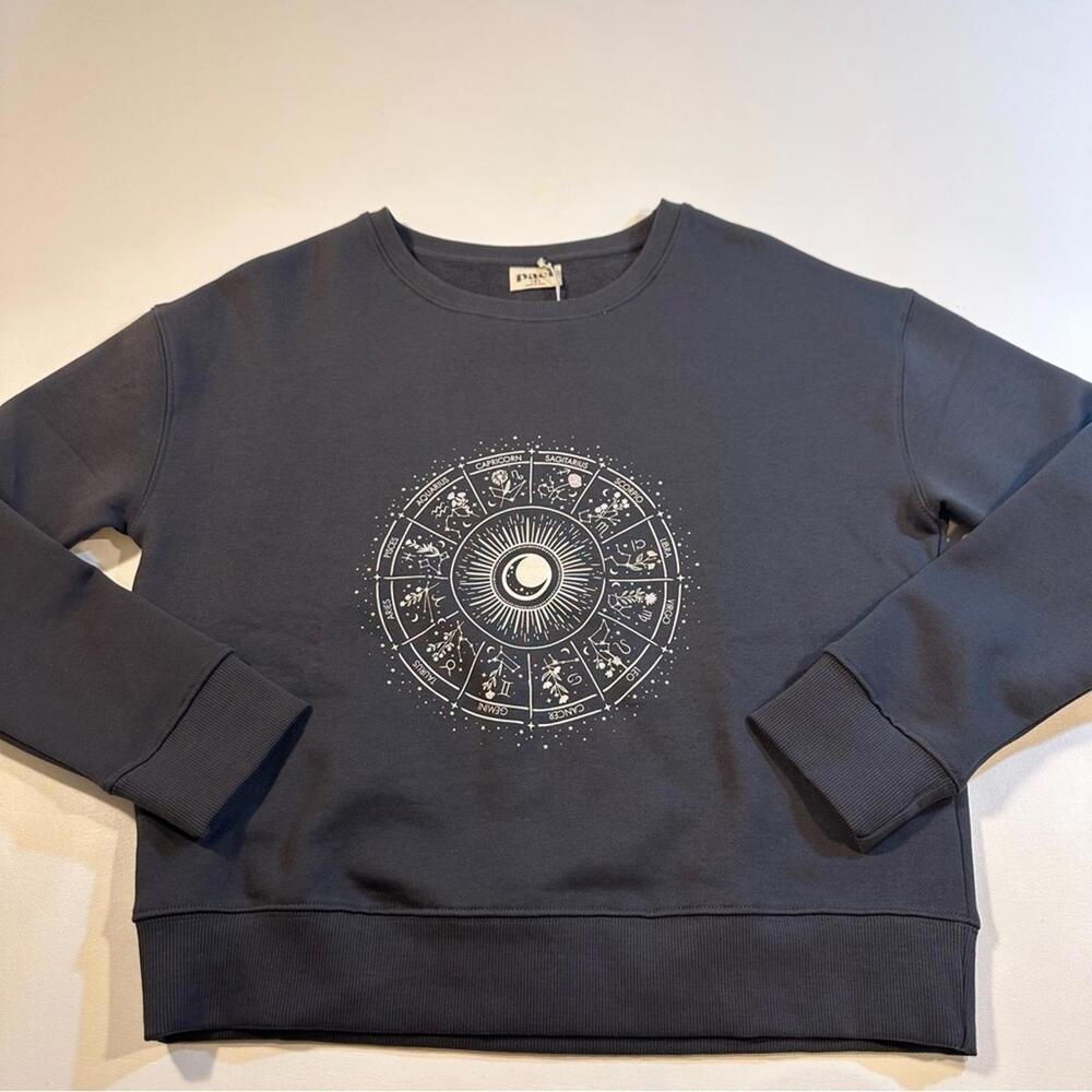 NWT Pact S 100% Organic Cotton Zodiac Star Signs Fleece Lined Slouchy Sweatshirt